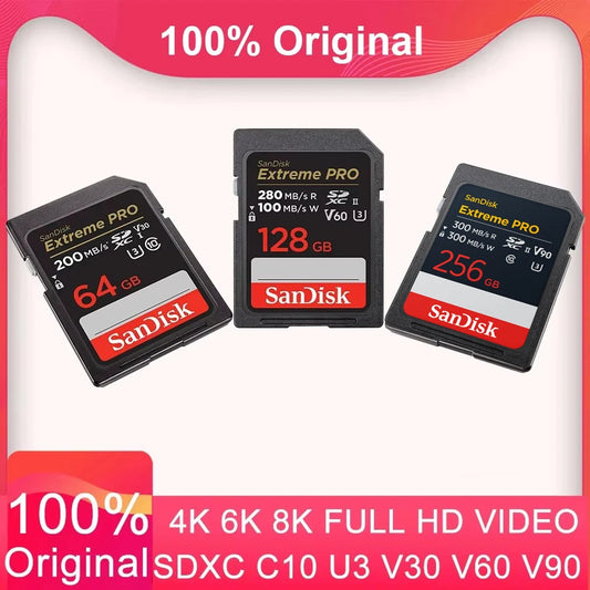 Original Extreme PRO U3 4K 6K 8K C10 V30 V60 V90 SDHC Memory Card SD UHD Video SDXC sd Card UHS-I UHS-II for SLR 3D Canon Camera