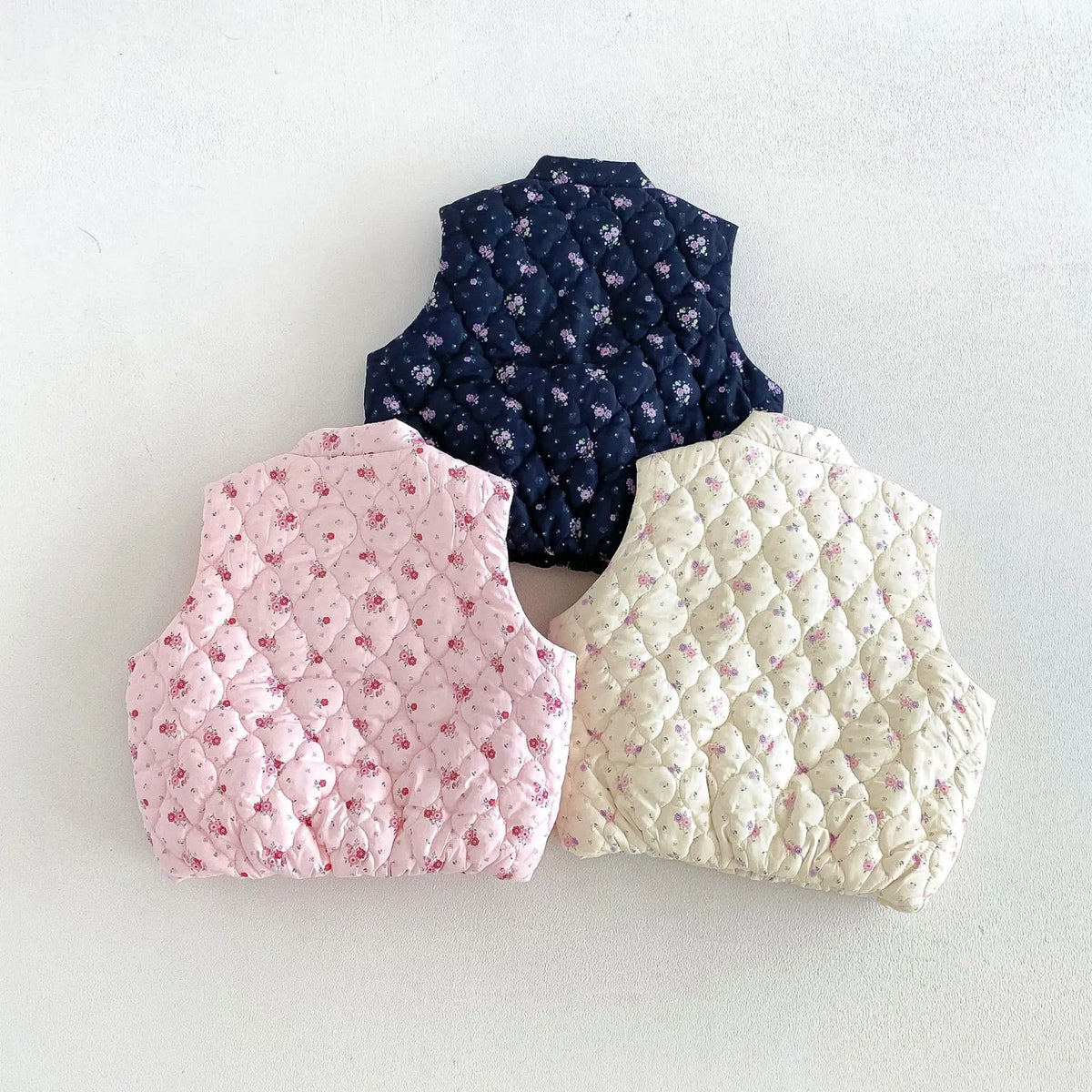 2026 New Winter Girls Quilted Floral Padded Vest | Thick Cotton Gilet | Cute Warm Outwear
