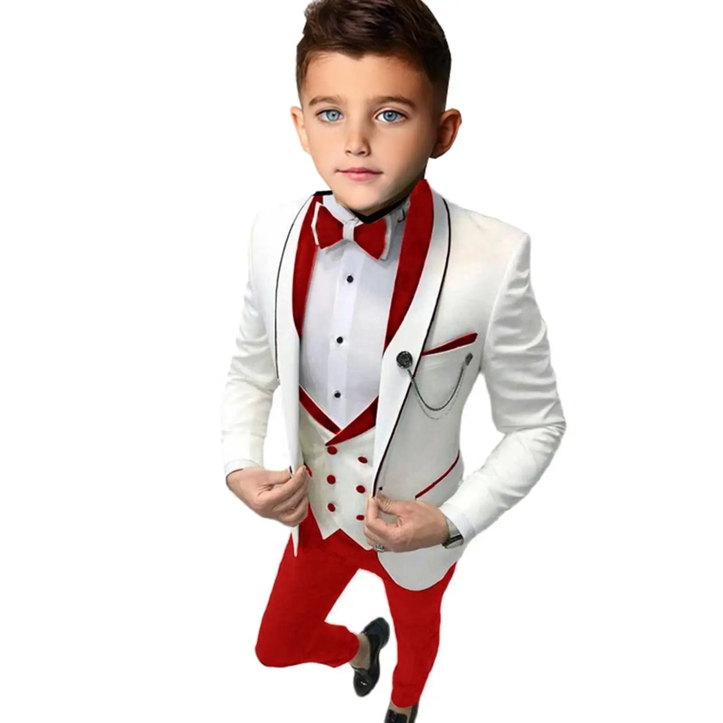 Classic Shawl Neck 3 Piece Boy's Suit Set Jacket Vest Pants Stylish Suits Smart Toddler Formal Tuxedo For Kids 3-14 Years