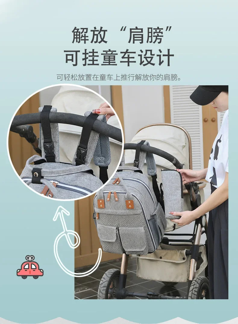 Diaper Bag Backpack for Stroller Waterproof Mummy Large Capacity Outdoor Travel Nappy Maternity Bag with Portable Changing Pad