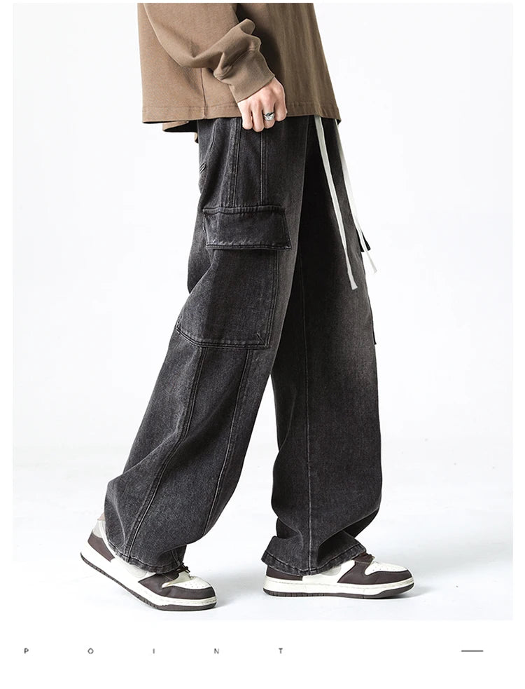 2025 Spring and Summer Men's Jeans Comfortable Versatile Workwear Military Straight Jeans Men's Fashion Trend Classic Style