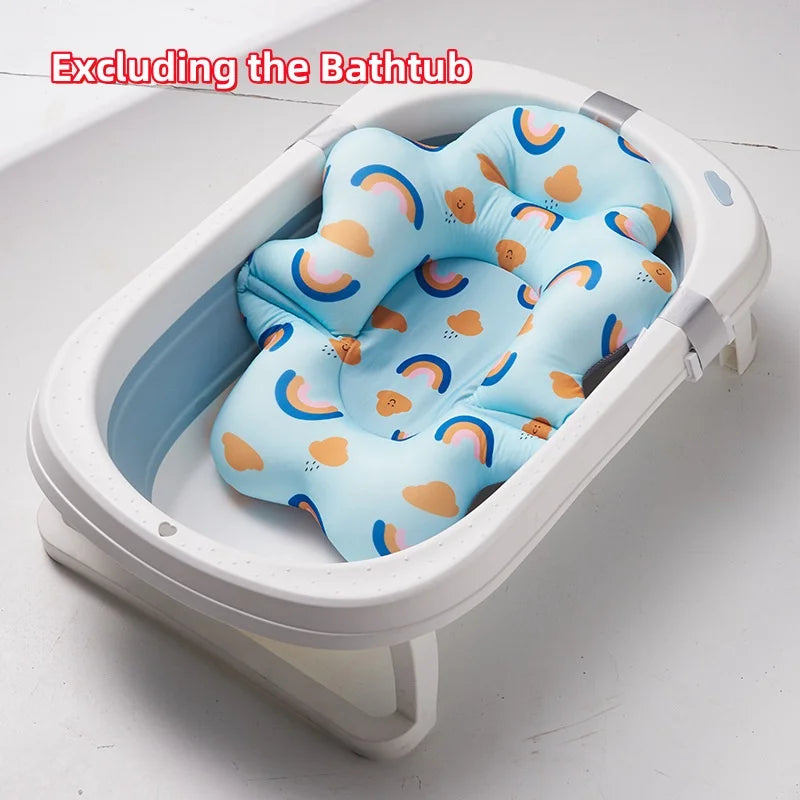 Newborn Bathtub Pad Ajustable Baby Bath Support Seat Mat Shower Cushion Foldable Baby Bath Seat Floating Security Water Pad