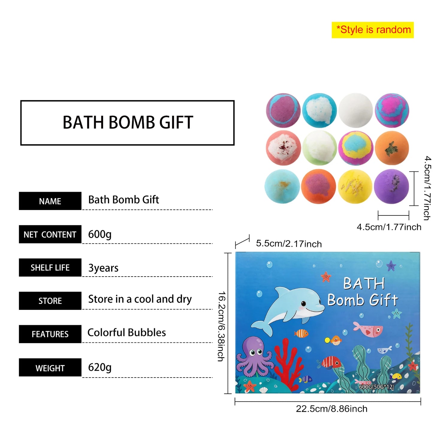 6-12PCS Bath Bombs Surprise Toy Inside Bath Bombs Natural Mega Bubbles Ocean Theme Skin Friendly Set Birthday Gift