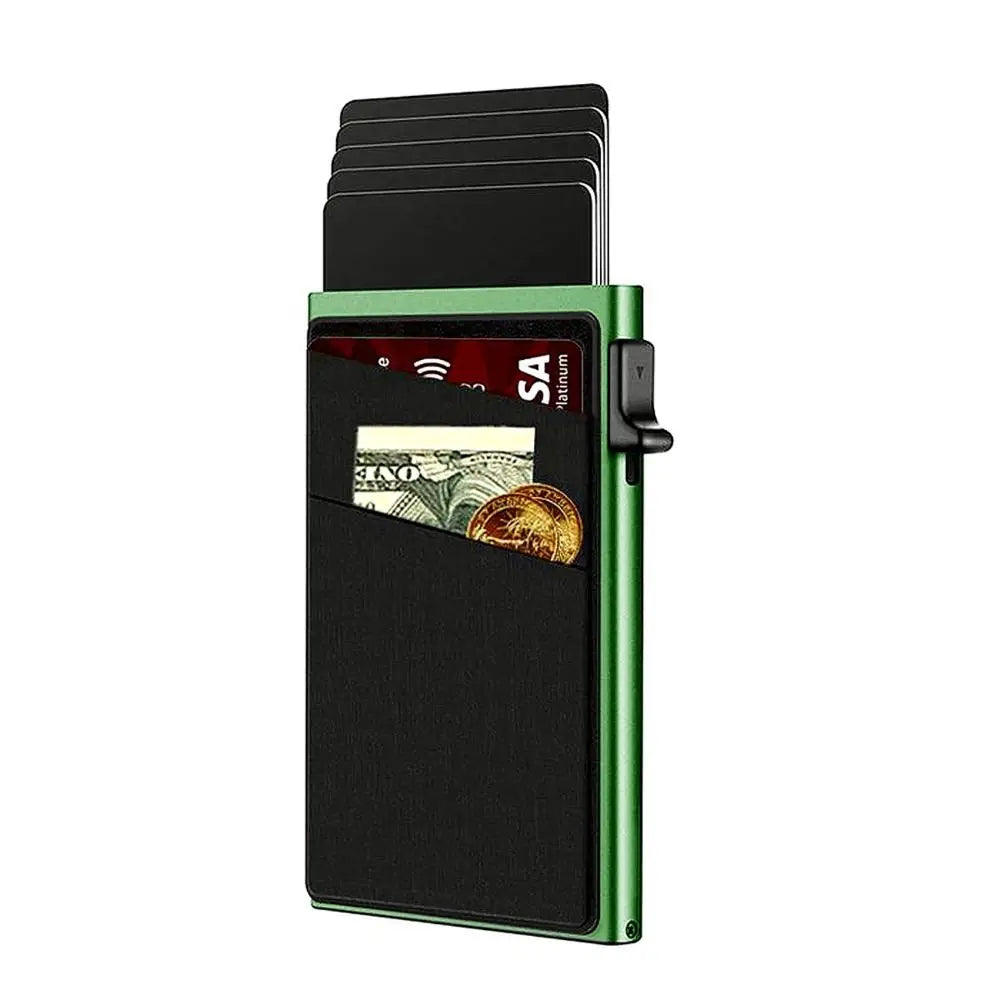 Automatic RFID Anti-Theft Card Holder Screw Reinforcement Metal Box Bottom Men's Card Box Aluminum Alloy Material RFID Blocking