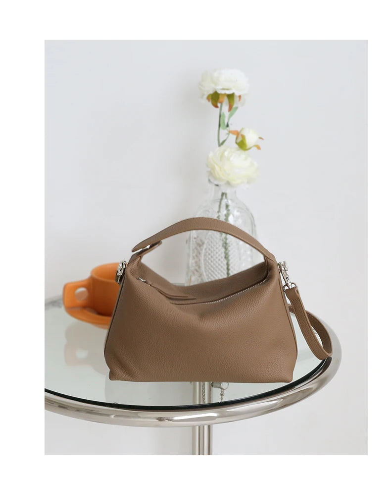 2024 New Women's Bag Female Luxury Soft Genuine Leather Handbag Lady Fashion Daily Casual Shoulder Bag Girls Crossbody Messenger