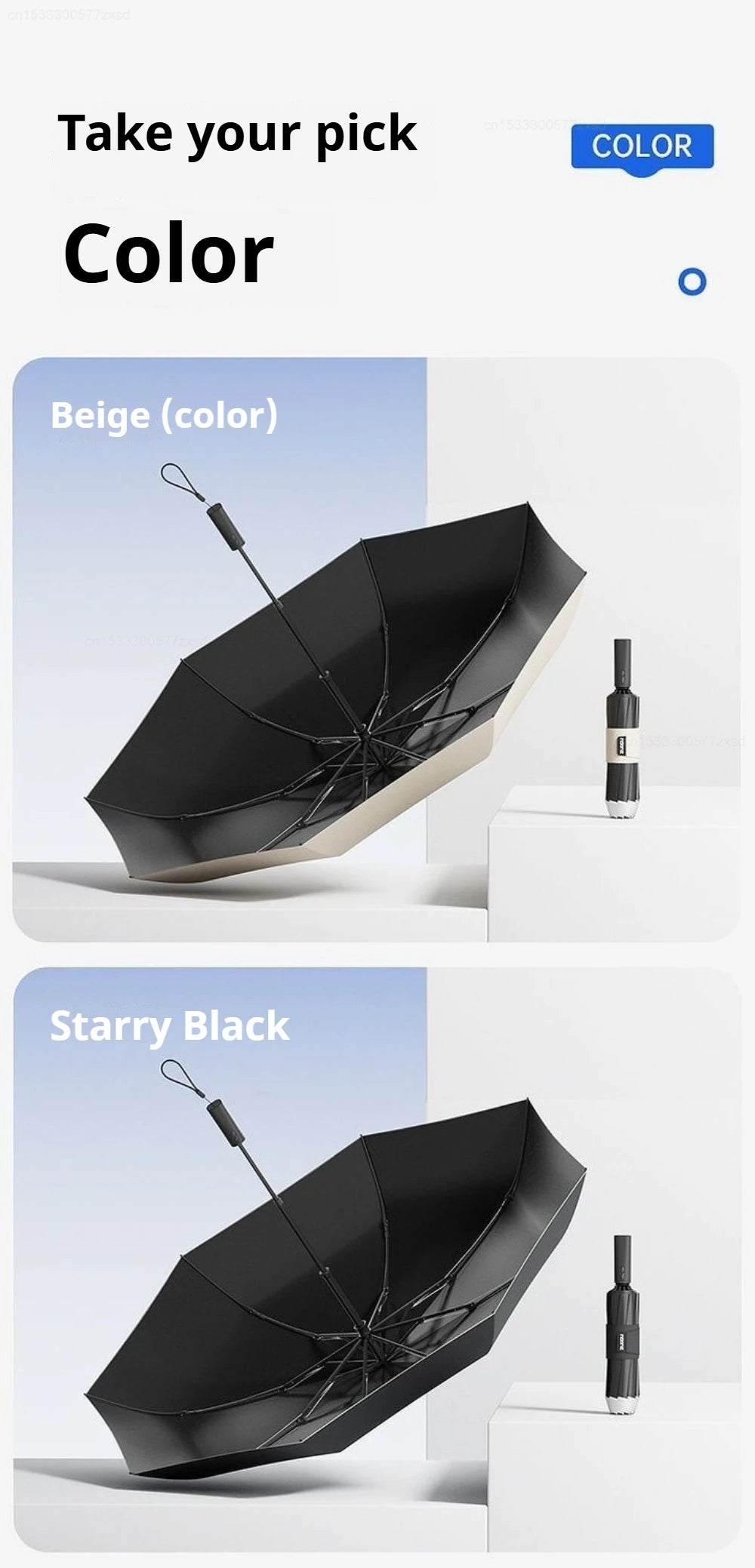 ZUODU Intelligent Electric Reverse Umbrella Fully Automatic Reinforcement Thickened Durable Rainproof Sunscreen Dual Use