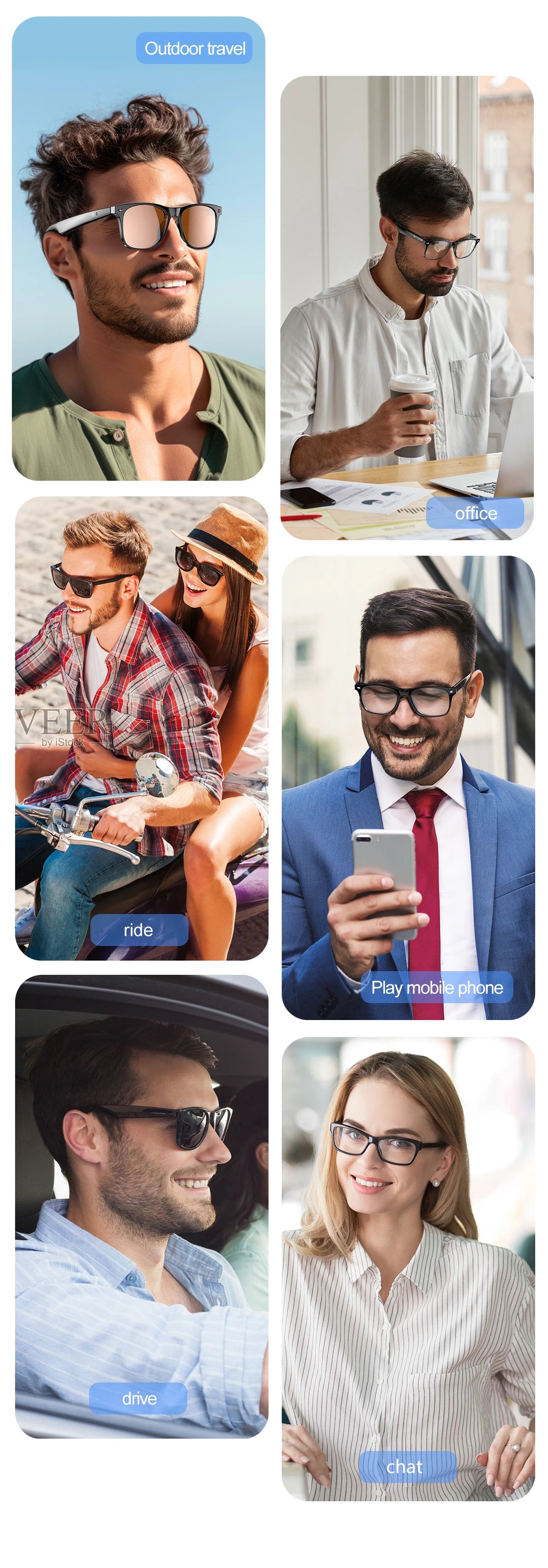 Upgrade Smart Glasses 134 Online Languages AI Automatic Translation Conversation with Speaker UV Protected Bluetooth Sunglasses