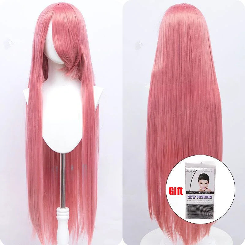 Snoya 100cm synthetic long straight cosplay wig with bangs Heat Resistant hair Anime pink blonde red purple women wig