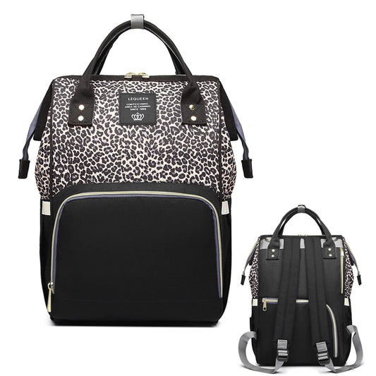 LEQUEEN Leopard Print Women Backpacks Multifunction Ladies Shoulder Backpack Large Capacity Mommy Bags Baby Changing Diaper Bags