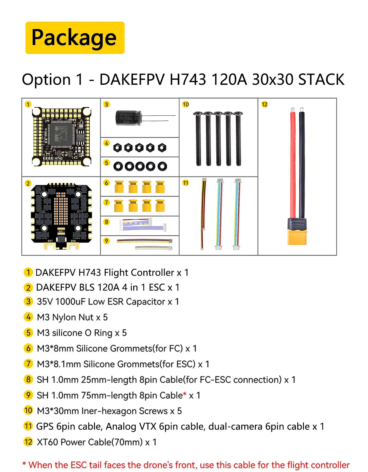 DAKEFPV H743 12S 120A stack ICM42688P H743 flight control FC Flight controller FPV stack for MARK4 13inch FPV Drone frame