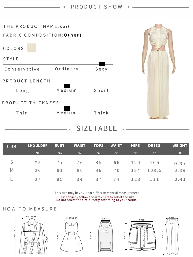 Sisterlinda Metal Patchwork Waistless Long Dresses Women o-Neck Sleeveless Summer Vacation Y2K Style Ruched Elegant Vestidos