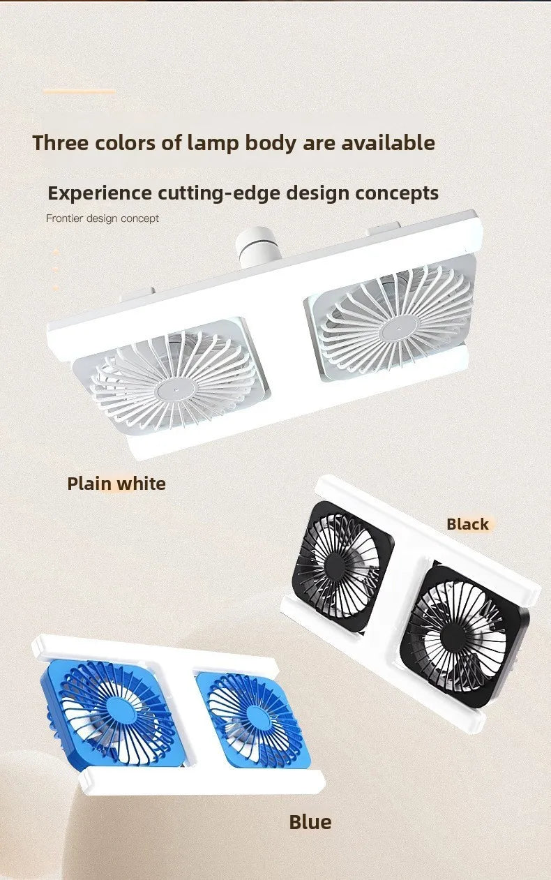 3000K-6000K E27 Ceiling Fan Light with Remote Control Dimming Speed Control Dual Head Fan for Air Circulation Silent Fan Light