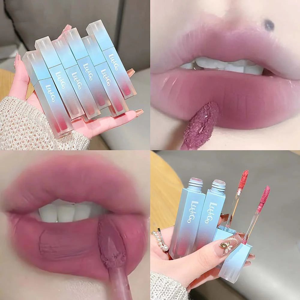 1Pc Nude Matte Lip Mud Waterproof Non-stick Pink Liquid Lipstick Long Lasting Highly Pigmented Lipgloss Tint Korean Cosmetics