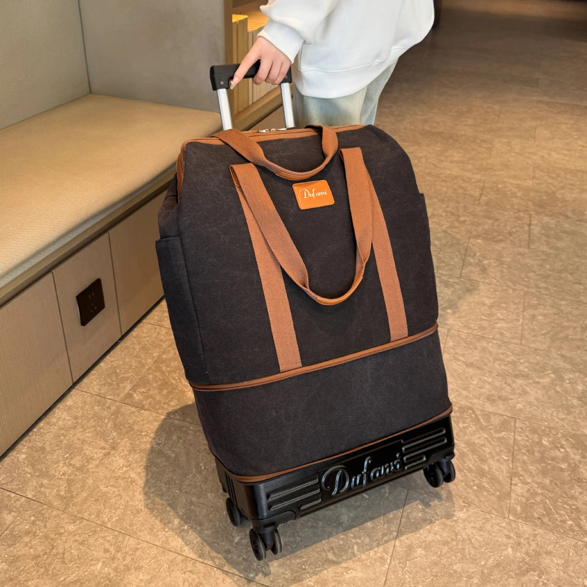 Pulley Luggage Bag, Universal Wheel Travel Bag, Foldableable Suitcase, Lightweight Trolley Bag, Large Capacity Hand-Pulled Backpack, Travel Cosmetics Bag