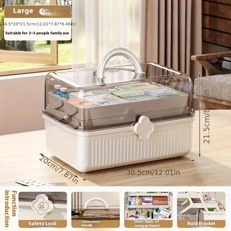 Smart Flip-Top Medicine Box - Visual Window Multi-Layer Pill Organizer with Handle