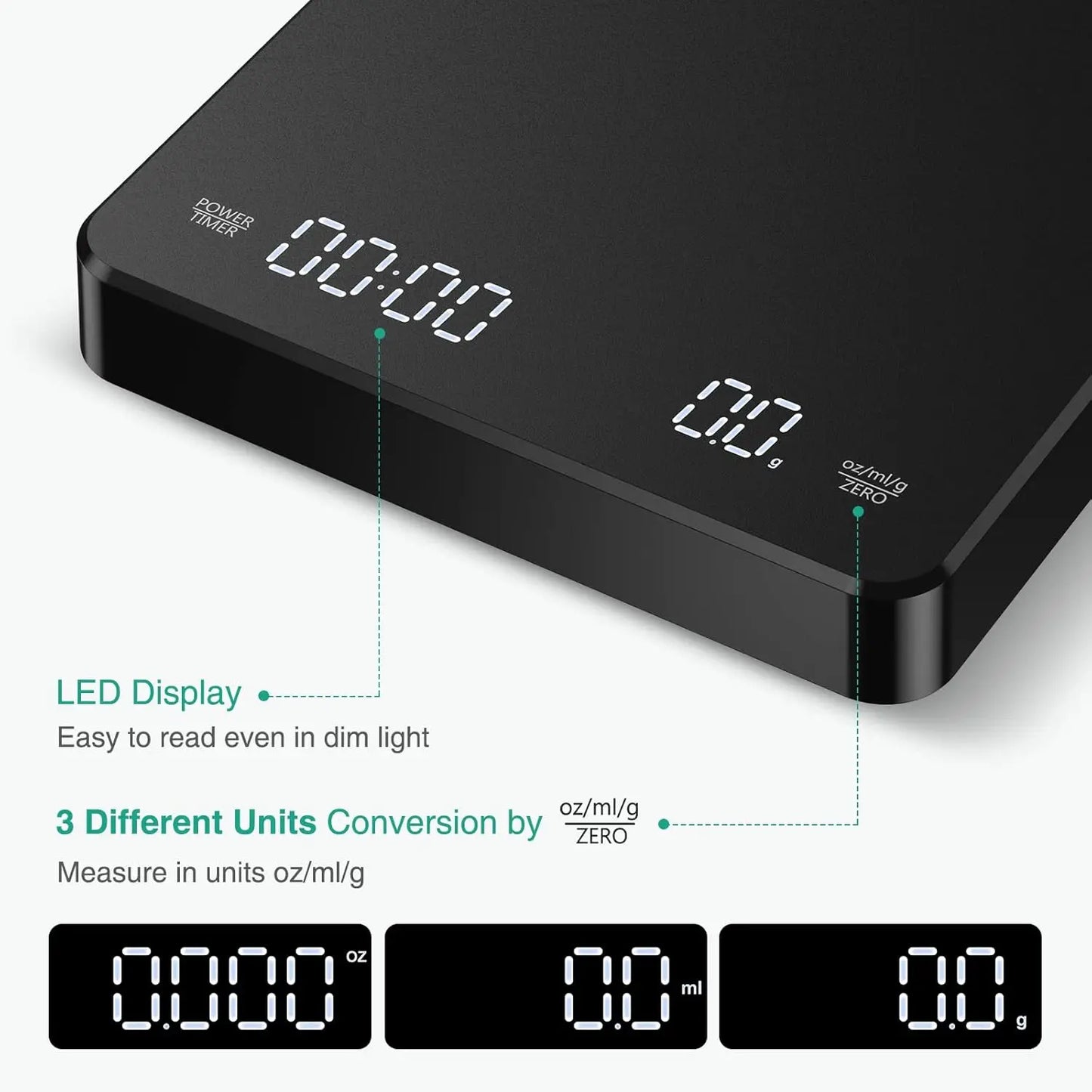 Household Electronic Kitchen Scale, High-precision Digital Coffee Scale with Timer, Small Platform Scale for Baking Food, Portab