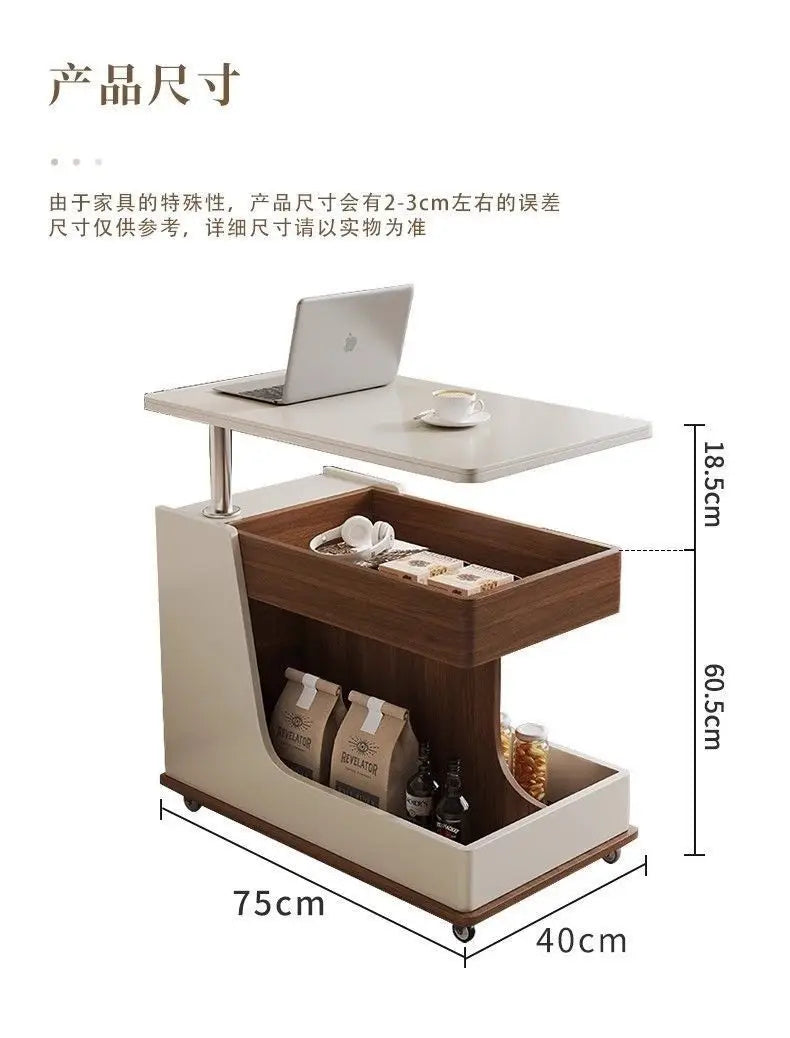Solid Wood High-End Bedroom Furniture Luxury Modern Slate Multifunctional Side Cabinet Sofa Trolley Lift Capabilities Accessible