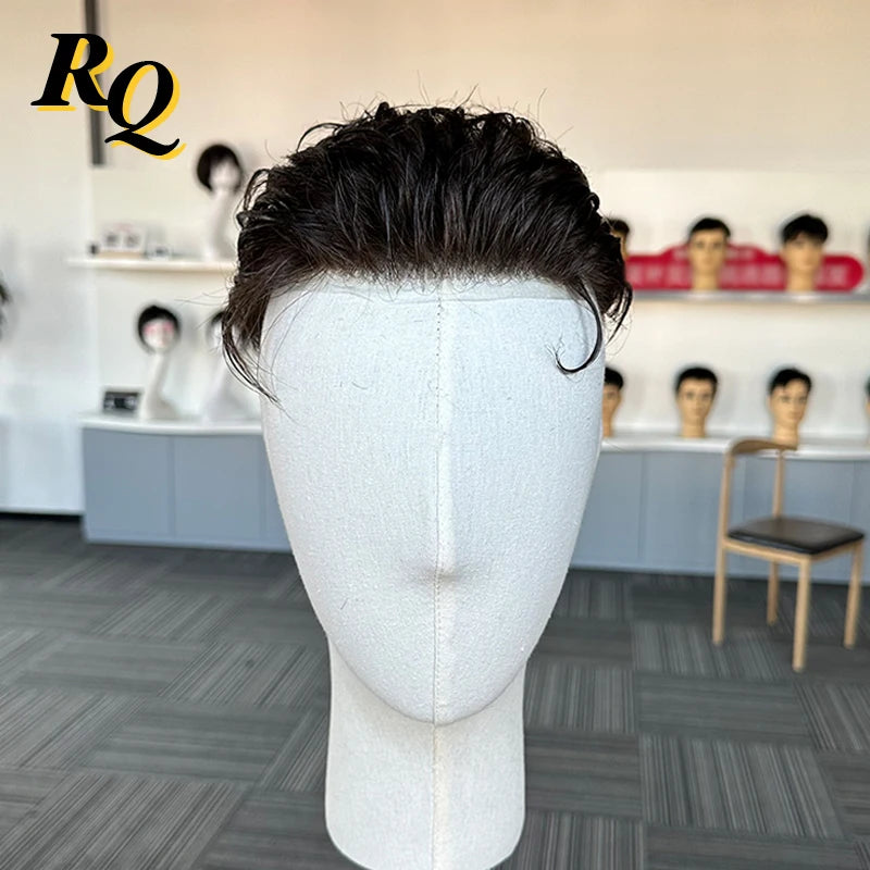 Pre Styled Cut Toupee Men Wig Thin Skin 0.04-0.06 Hair Replacement Systems Ready Wear Human Hair Male Wig Hombre Peruk Capillary