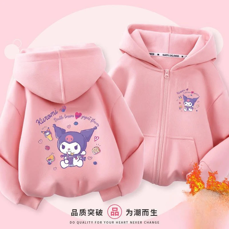Kuromi Zipper Hoodies Girls Cinnamoroll Sweatshirt Autumn And Winter Long Sleeve Harajuku Pullovers Series Stich Casual Hooded