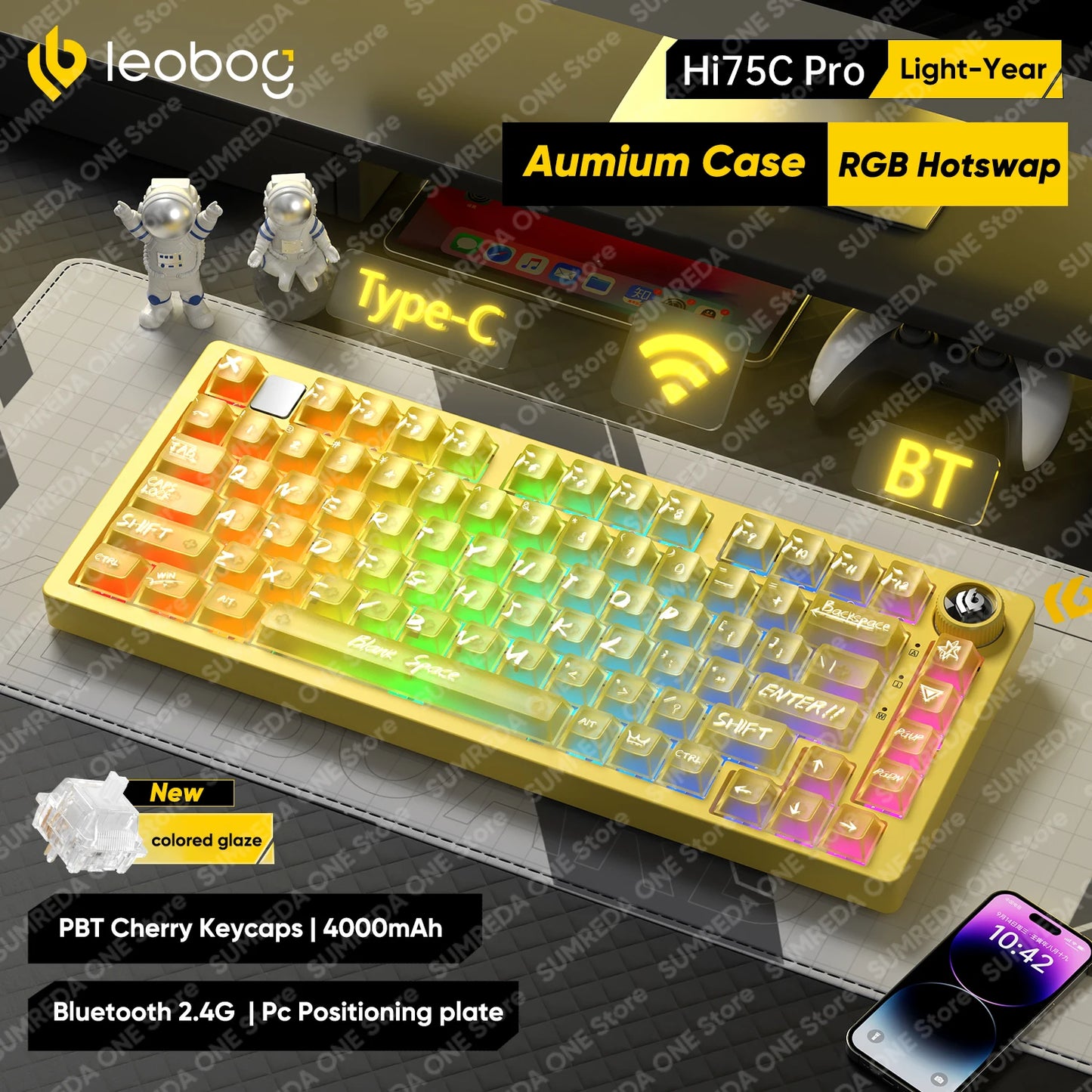 Leobog Hi75C Hi75 Hi75C Pro Aluminum Wireless Custom Mechanical Keyboard Kit Gaming Bluetooth 2.4G Wired Hotswap Gamer Keyboard
