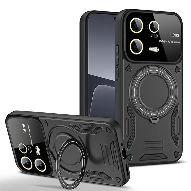 Camera Protect Shockproof  Armor Phone Case For Xiaomi 11T 12T Pro 13 13T Pro For Xiaomi 14 Pro Magnet Holder Ring Back Cover