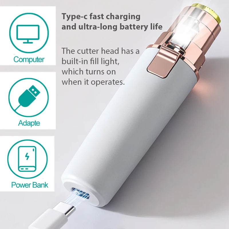 2 IN 1 Rechargeable Epilator Electric Eyebrow Trimmer Female Body Facial Lipstick Shape Hair Removal Mini Painless Razor Shaver