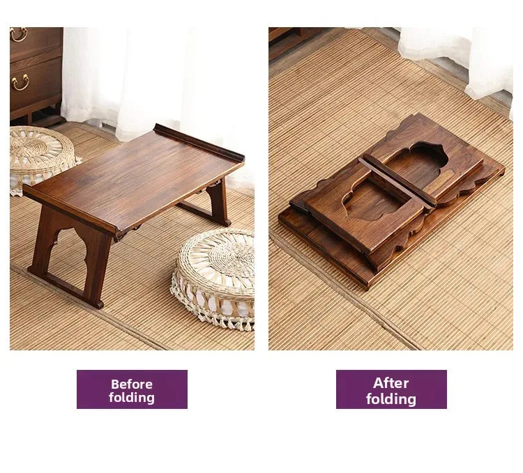 Wooden Tatami Bed, Wooden Bay Window Coffee Table, Foldable Window Seat Desk, Balcony Tea Table, Wooden Window Sill Table