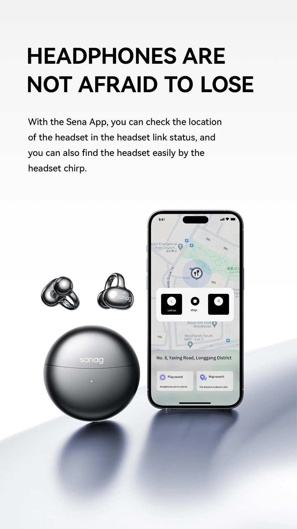 Sanag S6S Free Clip Open Ear Earphone Ear Clip 3D Stereo Sound Bluetooth 5.3 36H Playtime OWS Sport Headphones IPX4 Waterproof