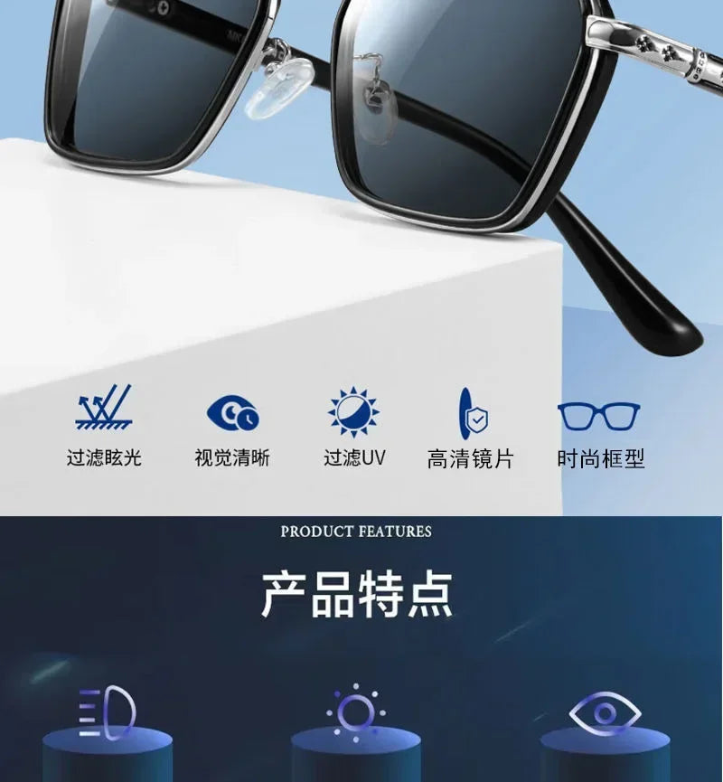 Trendy Sunglasses for Men Professional Day Night Driver Sun Glasses Male Fashion Vintage Eyewear Shades UV400 Protection