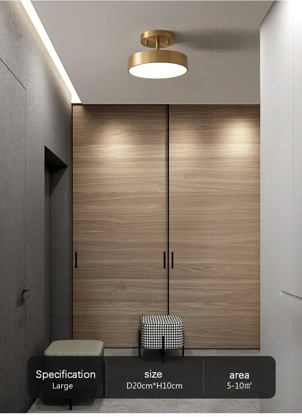 Modern LED Ceiling Light Aisle Lighting Lamps Corridor Stairs Balcony Corner Round Black Copper LED Home Decor Fixtures Lustre