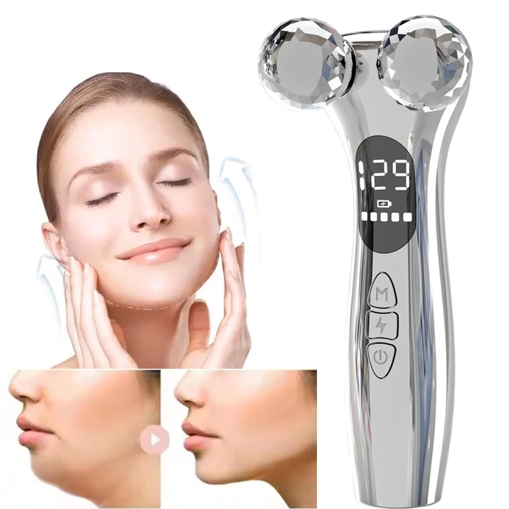Electric Facial Micro-current Beauty Instrument LED Display Face Lift Roller Massager Skin Tighten Massage Beauty Devices
