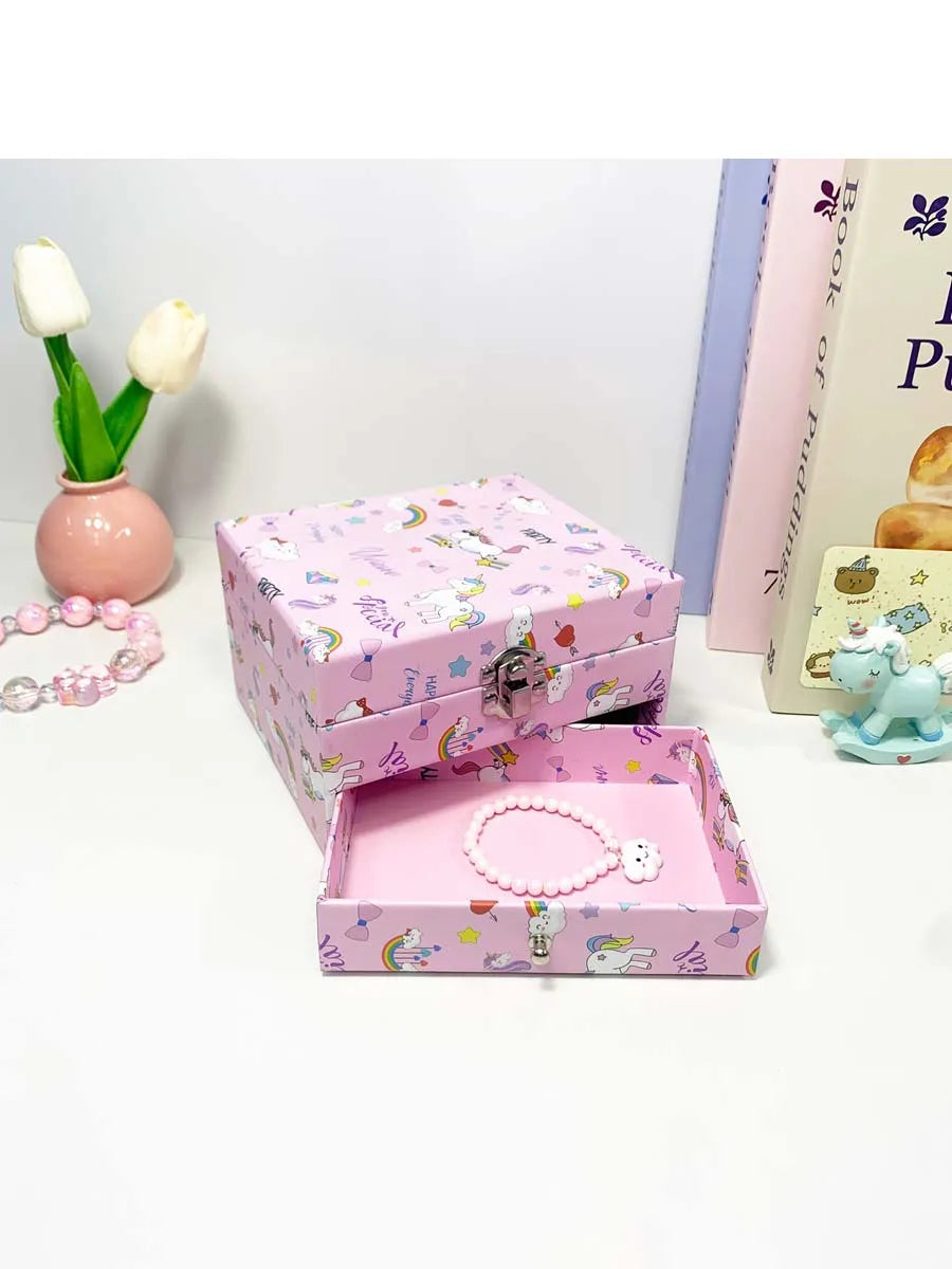 1pc Music Box with Drawer Mirror Rotating Ballet Dancer and pink pony Jewelry Storage for Ring Necklaces Bracelets Birthday Gift