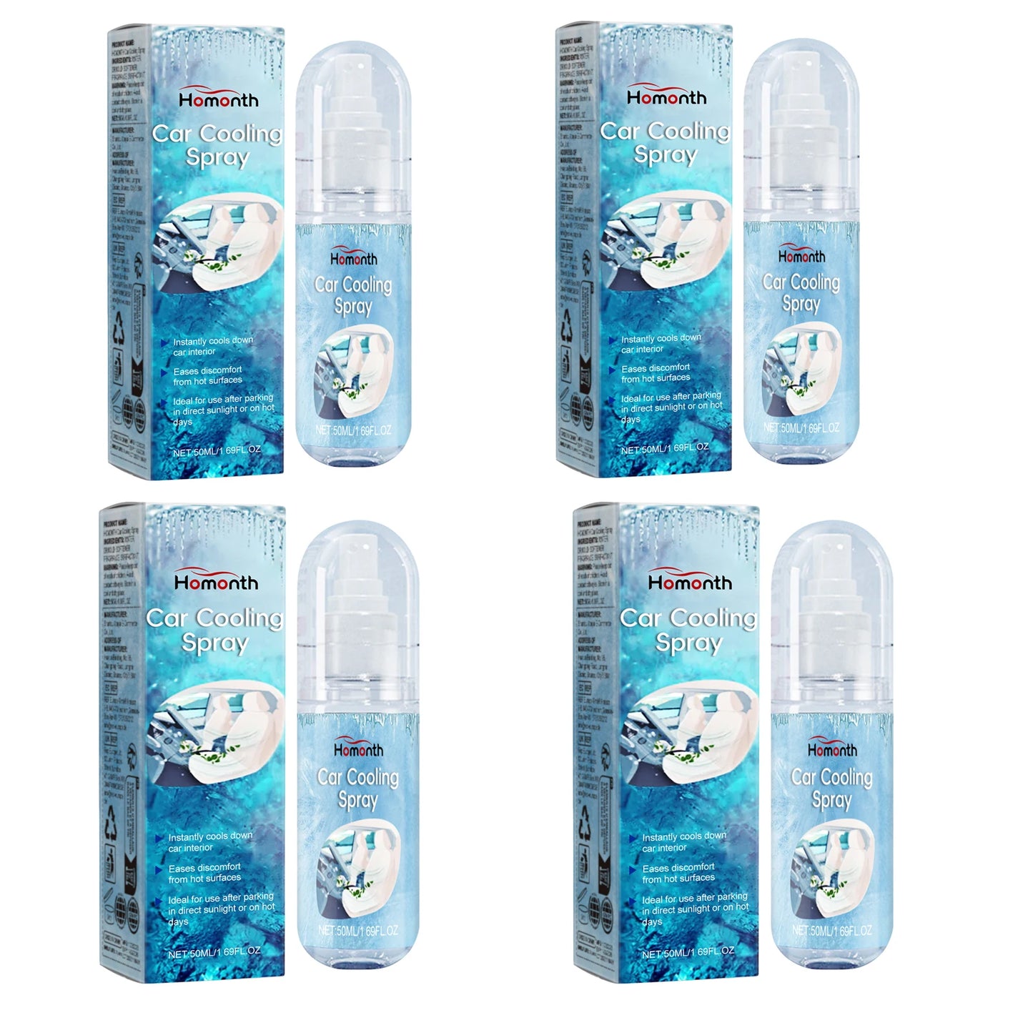 Car Cooling Spray Endothermic Evaporation Reduce Surface Heat Heatstroke Prevention Comfortable Driving Rapid Cooling Agent 50ml
