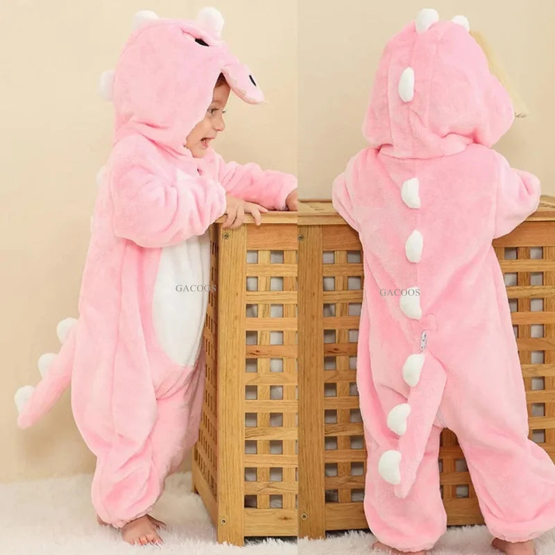 Baby Kigurumi Dragon Cow Monkey Animal Cosplay Costume Baby Girl Pajamas Winter Plush Jumpsuit for Toddler Boys 1 to 2 3 4 Years