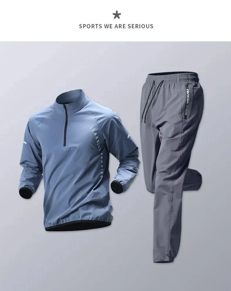 Men's Fall Running Tracksuit Casual Outdoor Quick-Dry Running Clothes for Autumn Spring Ideal Gym Track Field Sports Training