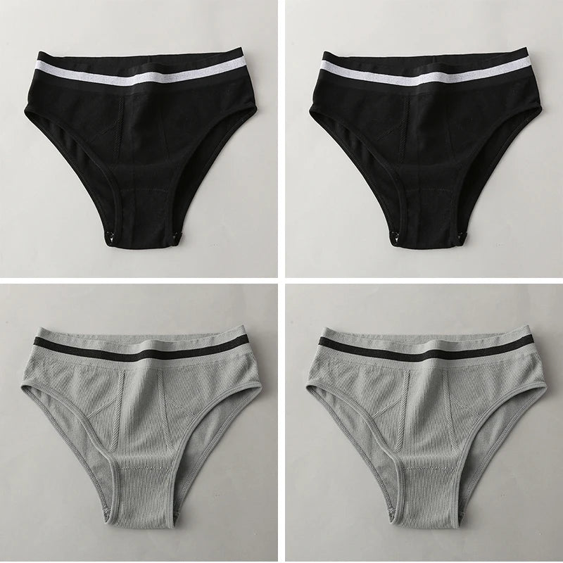 S-3XL 3-5Pcs Women Sport Briefs High Waist Panties Comfort Solid Color Underwear Sexy Underpants Intimate Lingerie Soft Briefs