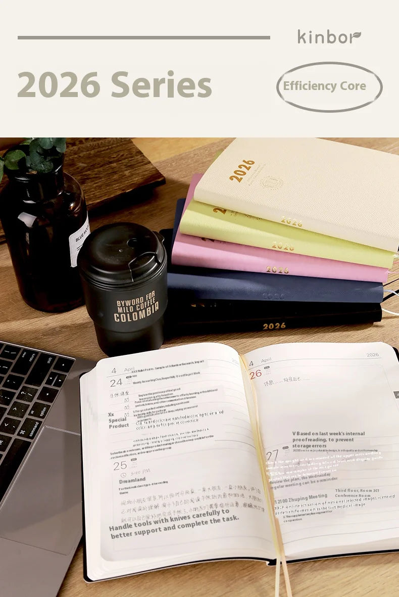 Kinbor 2026 A5 Efficient Planner Notebook,2 Days per Page with Habit Tracker,To-Do Lists&Time Management for Workplace, College