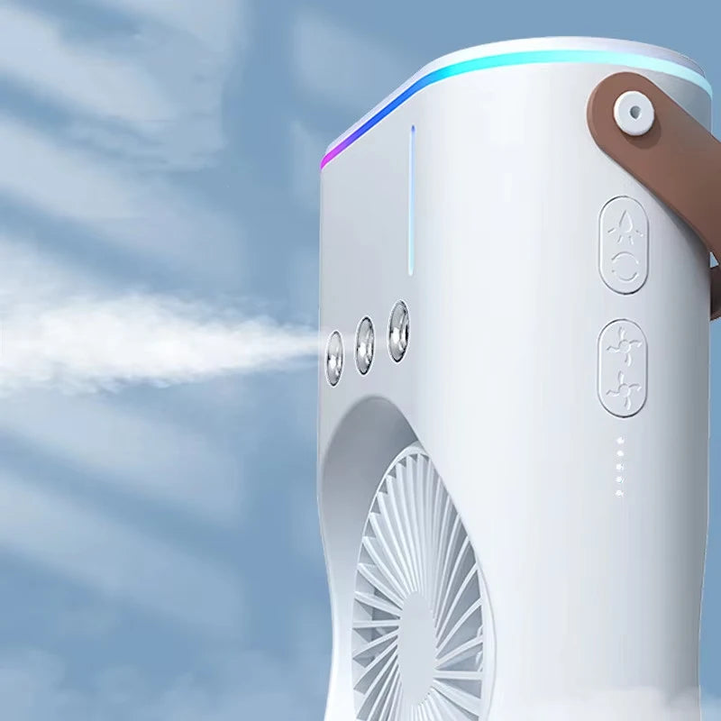 Table Office Use Portable Air Cooling Fan with Remote Control Desktop Water Misting Tower Fan with LED Charging Light