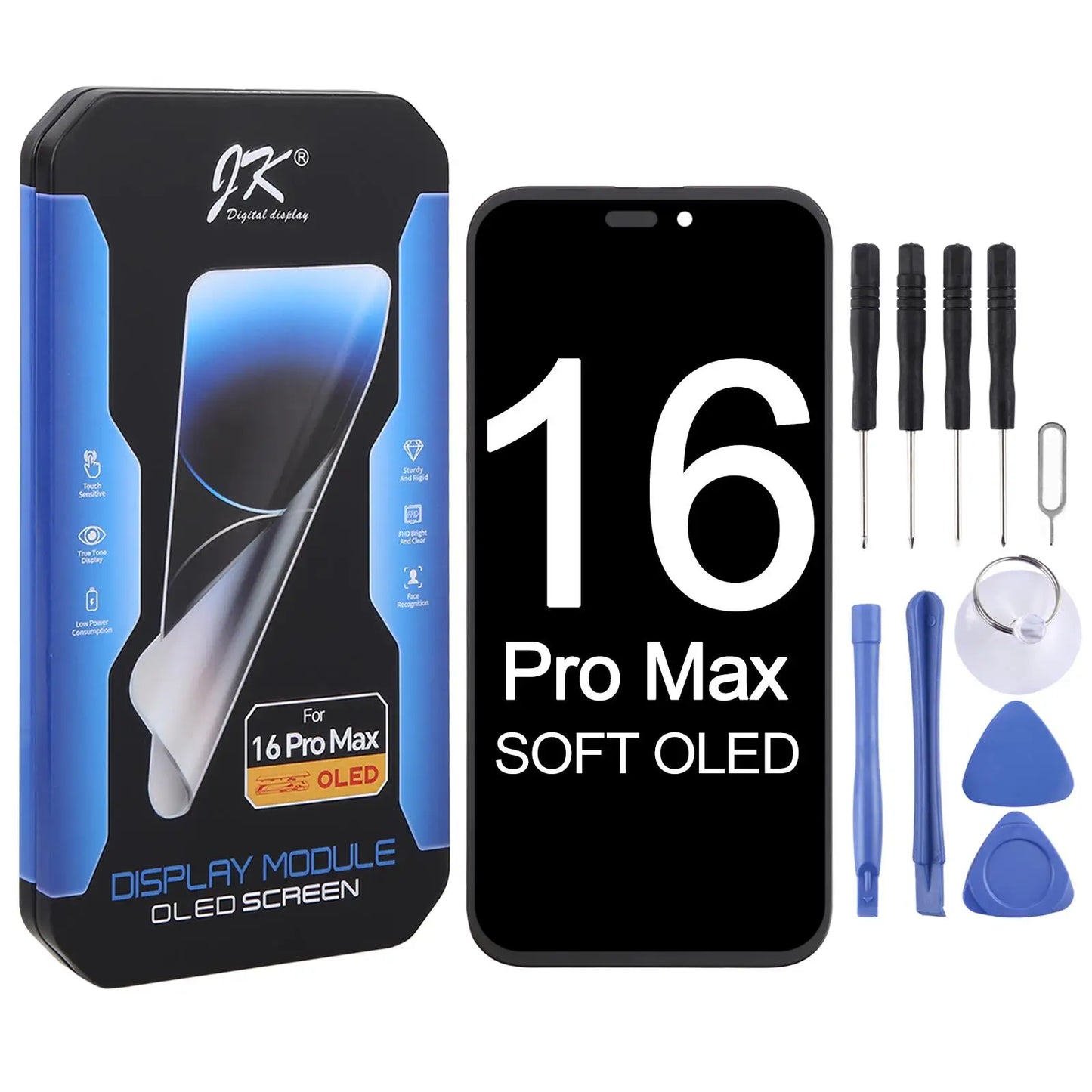 JK SOFT and Hard OLED Screen LCD Display Replacement iPhone 12 13 14 15 16 16e 17 Pro Max