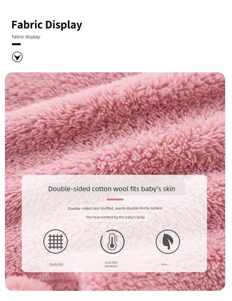 Baby Fur Fleece-Lined Jumpsuit Winter Thicken Thermal Male and Female Baby Clothes Outwear Hooded Romper Jumpsuit