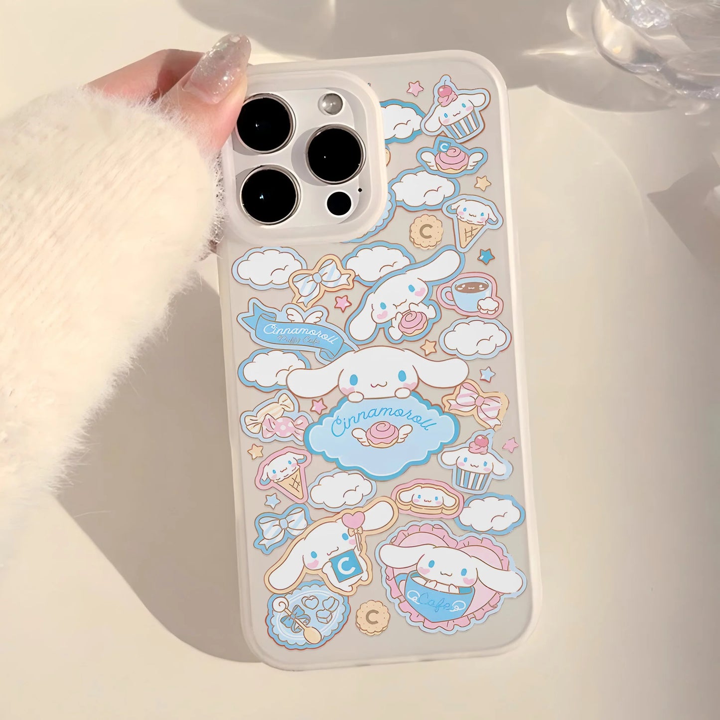 Cute Cinnamoroll Transparent Clear Frosted Shockproof Phone Case for IPhone 17 16E 16 15 14 Plus 13 12 11 Air Plus Pro X XR Max