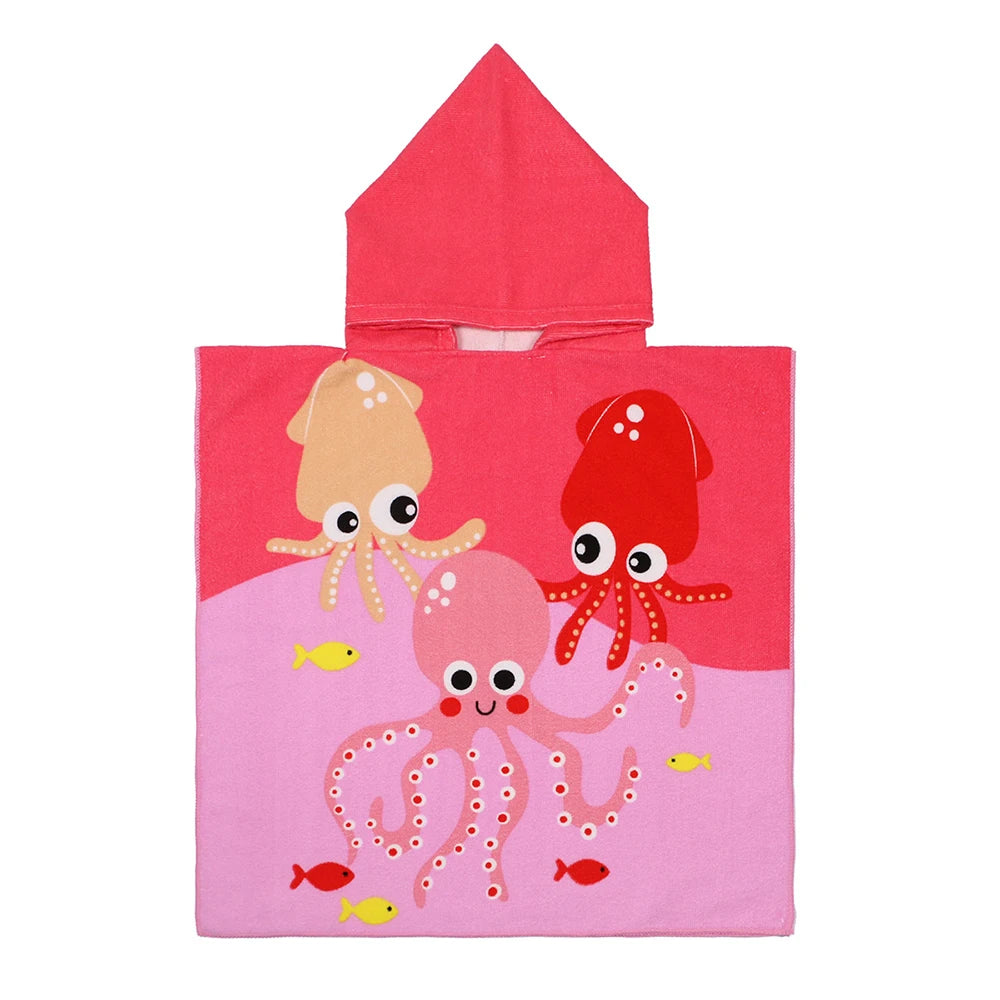 Children Bathing Stuff Kids Hooded Cape Towel Boy Shark Bathrobe Baby Dinosaur Bath Towel Girls Unicorn Beach Towel Wrap Blanket