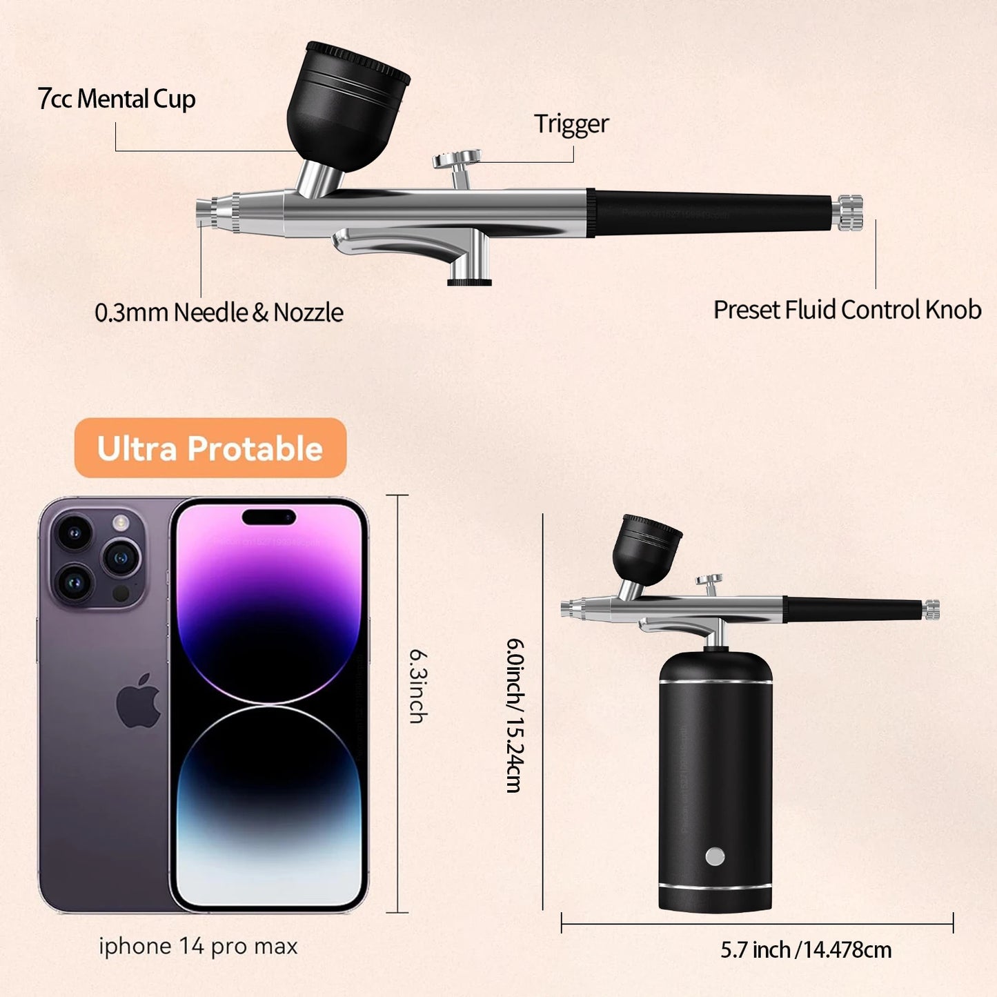 Airbrush with Compressor Mini Spray Gun for Painting Modeling Crafts Wireless Paint Spray Airbrush Painting Kit with Compressor