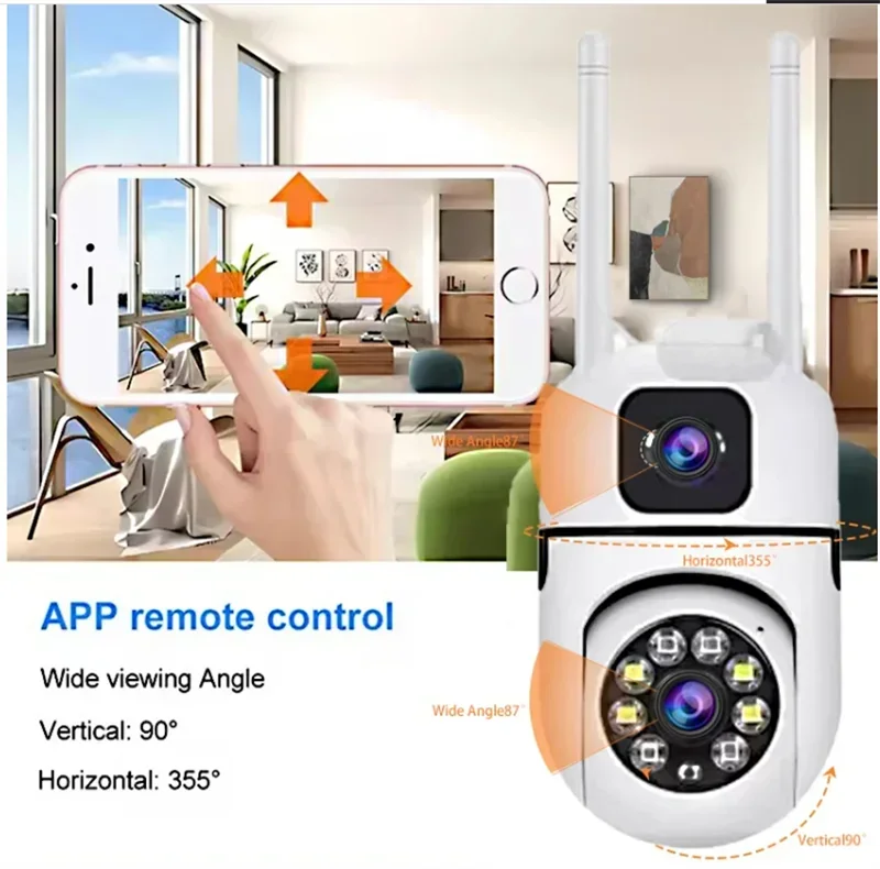 8MP Wifi Camera Dual Lens Security Wireless Outdoor Cameras Two-way Audio Auto Motion Detection Night Vision Home Baby Monitor