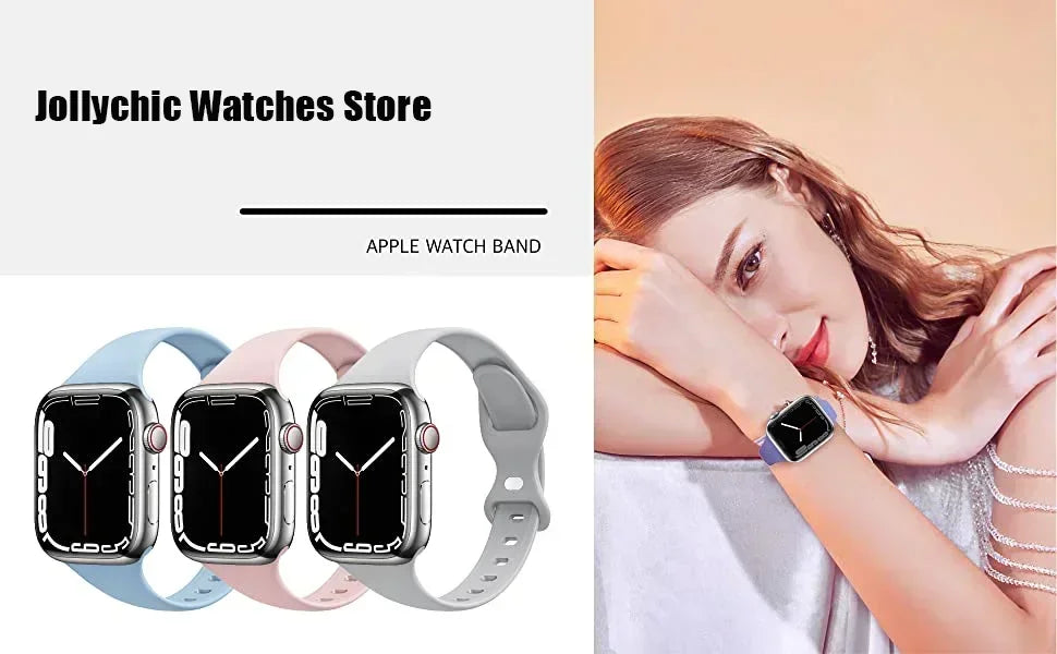 Thin Silicone Strap For Apple Watch 40mm 44mm 45mm 41mm 38mm 42mm Solid Color Strap Bracelet For IWatch Series 1 2 3 4 5 6 SE 7