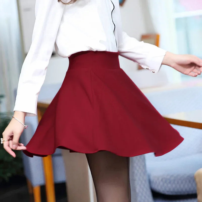 Black Skirts Woman Fashion 2024 Summer Elastic High Waist A-Line Knit Mini Short Red Umbrella Skirt Summer Women's Clothing