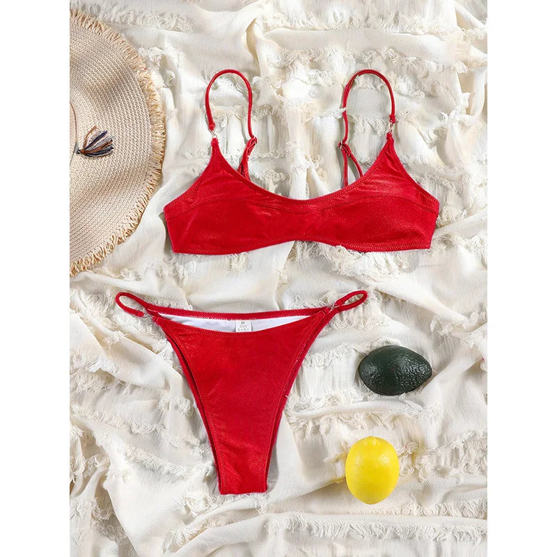 Rinabe Women Beach Suit Green Bikini Low Waist Swimsuit Push Up Swimwear Micro Bikinis Vacation Beachwear Two-Piece Swimsuits