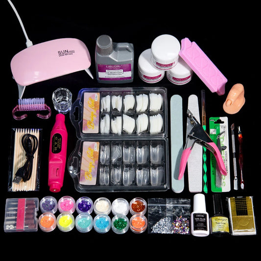 Nail Acrylic Powder Kit Professional Nail Art DIY Extended Mold Acrylic Gel Set Nail Glitter Powder 3D Nail Tips Carving Tools