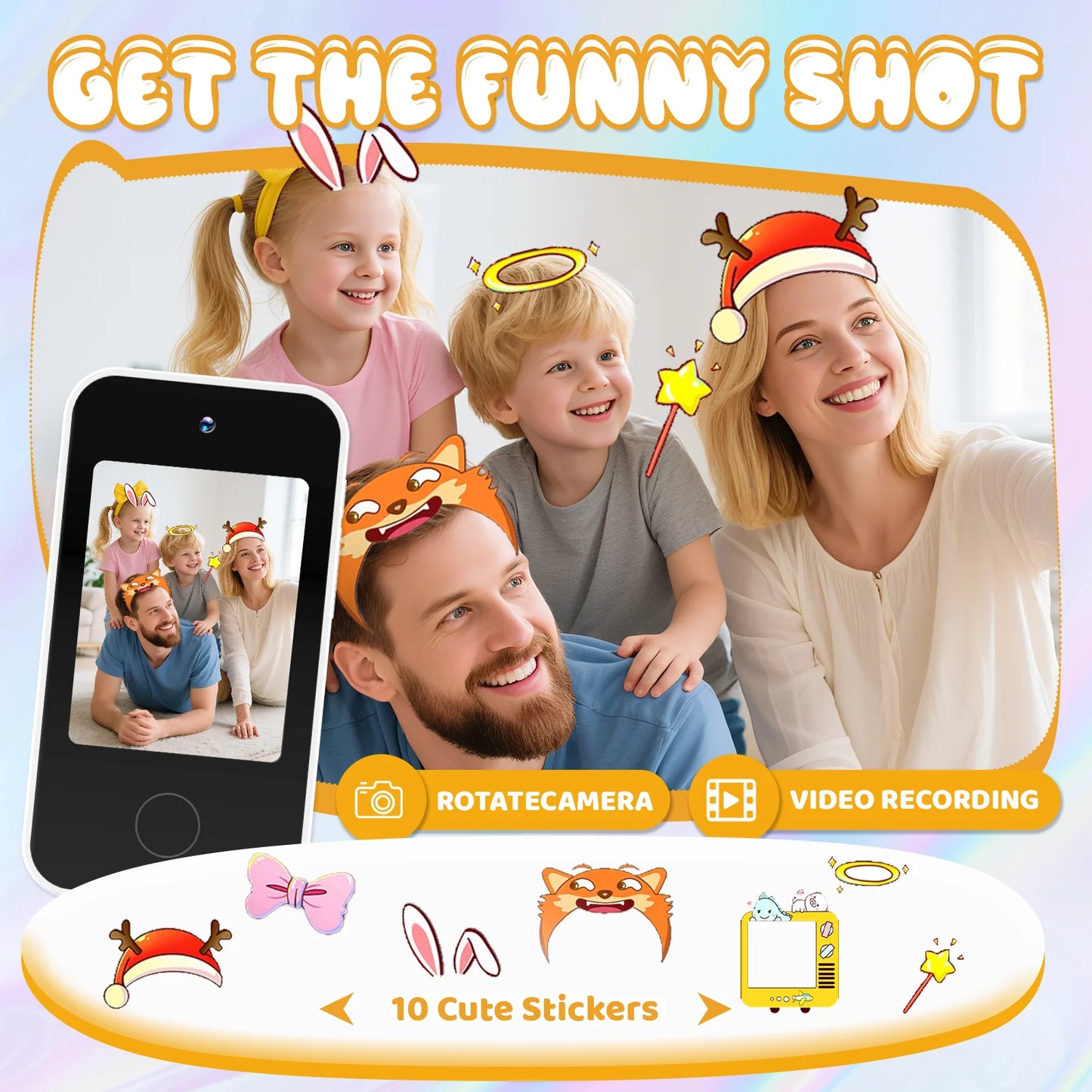 [Smart Phone] 2.8" Kids Smart Phone for Girls | Dual Camera| USB | 1000mA battery| Game&Music&Alarm&Calculator，Christmas gift