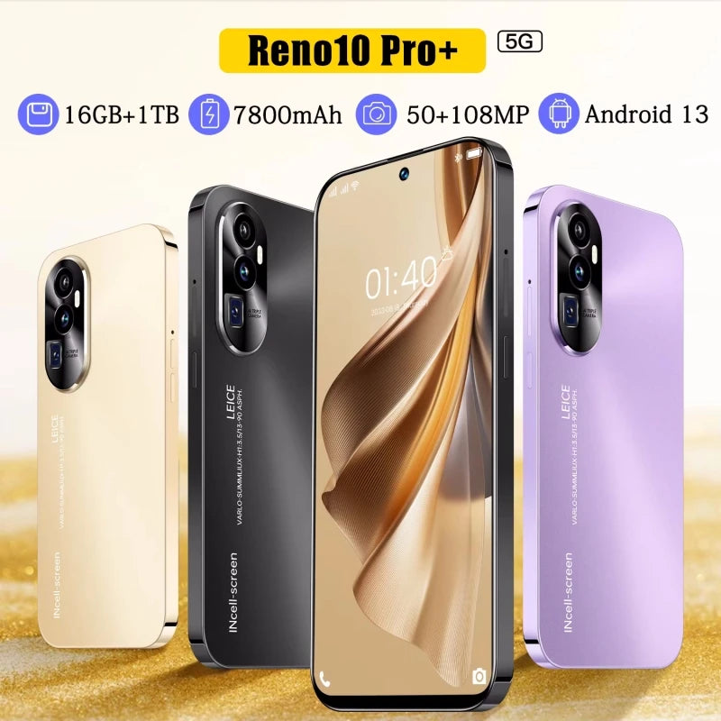 2026 Original Reno 10 Pro Phones Celular SIM Phone Unlocking Mobile Smartphone Qualcomm 8 Gen 2 Dua 5G 7.3 Android 16GB+1T AC6